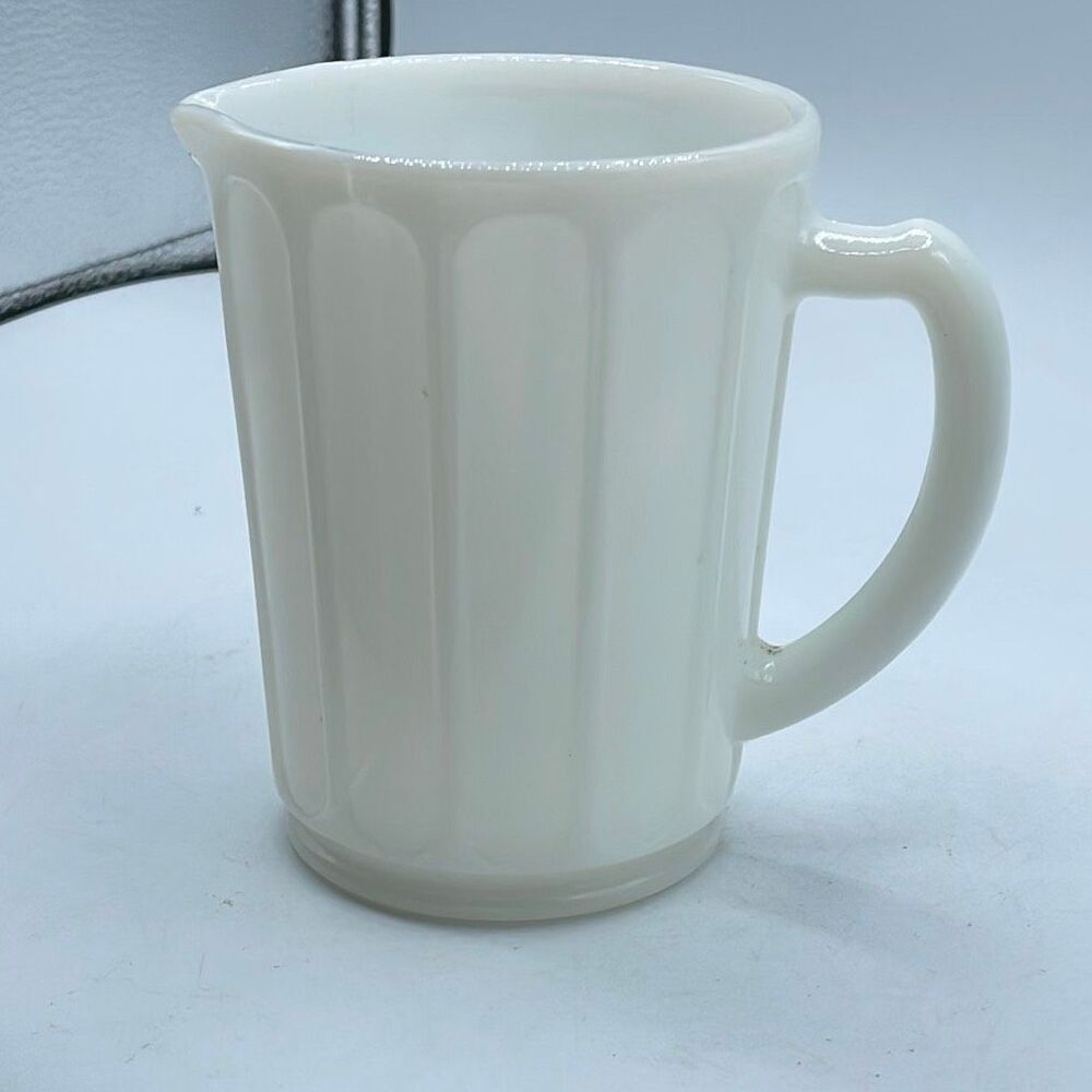 Vintage Hazel Atlas paneled or “ ribbon” pattern milk glass pitcher 1930’s/40’s